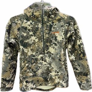 sitka gear kids quarter zip hoodie camouflage hunting boys medium